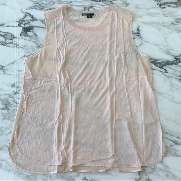 Vince Mixed Media Silk Blend Pale Pink Blouse - Picture 1 of 8